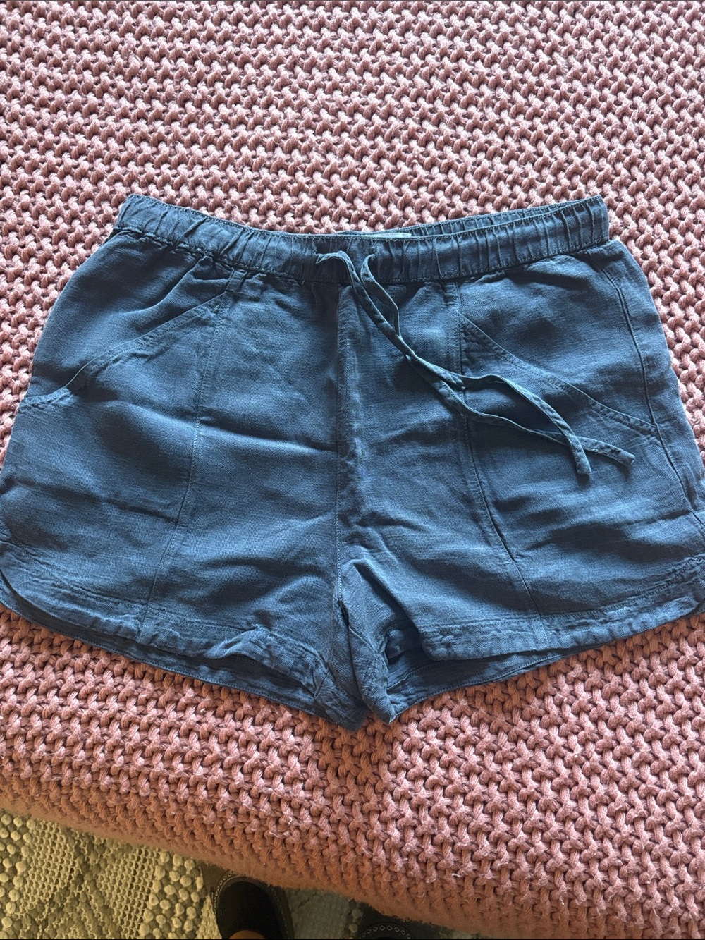 C&C California Slate Blue Drawstring Linen-Blend Shorts